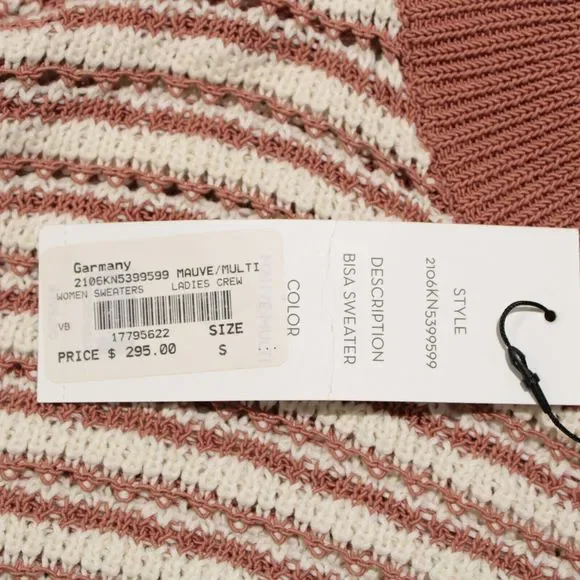 Veronica Beard NWT Bisa Striped Sweater Size Small in White/Mauve Cotton Blend - Picture 4 of 9